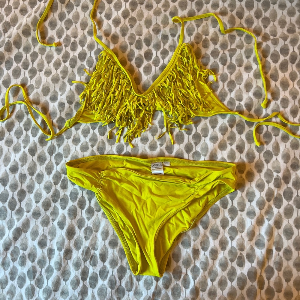 L*space Yellow Fringe Two Piece Bikini
